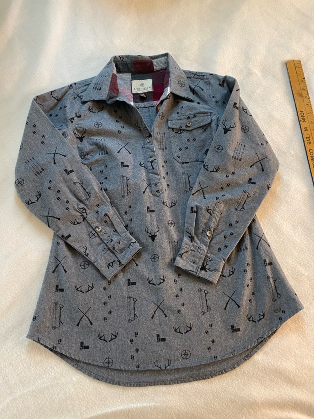 Legendary Whitetails Ladies Popover Firelight Flannel Tunic large grey hunting